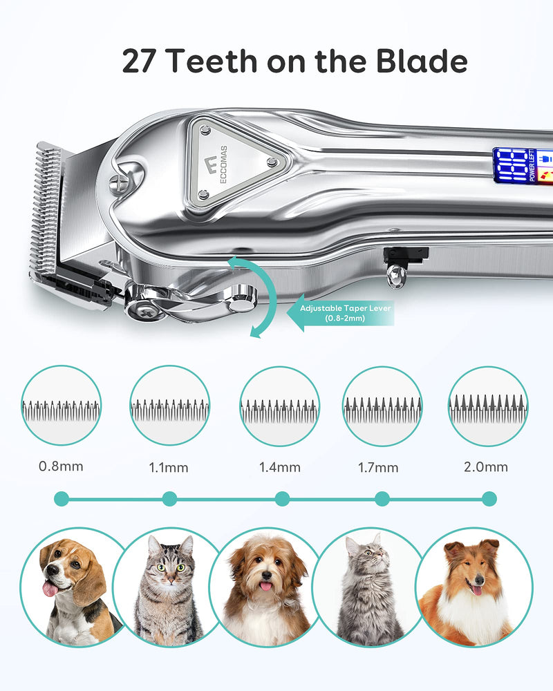 Dog Clipper Cordless, Heavy Duty Dog Trimmer, Cat Dog Grooming Kit Low Noise, USB Rechargeable Pet Hair Shaver, Professional Electric Pet Clipper with LCD Display for Small Large Breeds for Thick Coat - PawsPlanet Australia