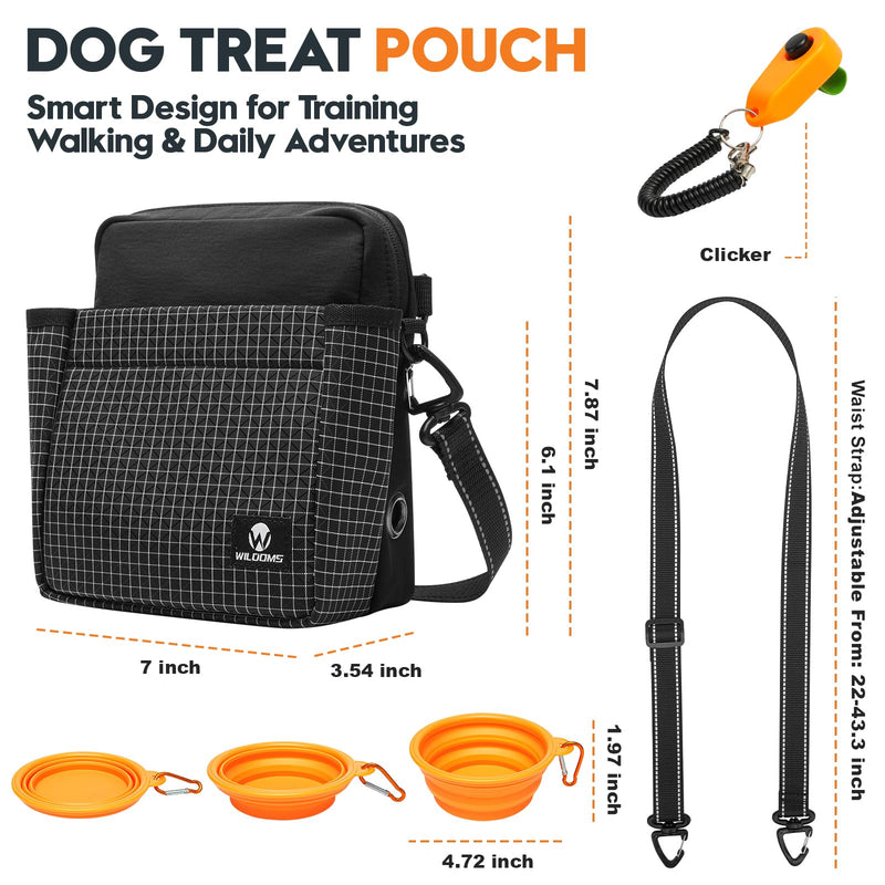 Large Capacity Dog Treat Pouch –Training Treat Bag with Magnetic Pocket, Built-in Poop Bag Holder, Clicker & Collapsible Bowl, Dog Walking Bag for Pet Training – Black - PawsPlanet Australia