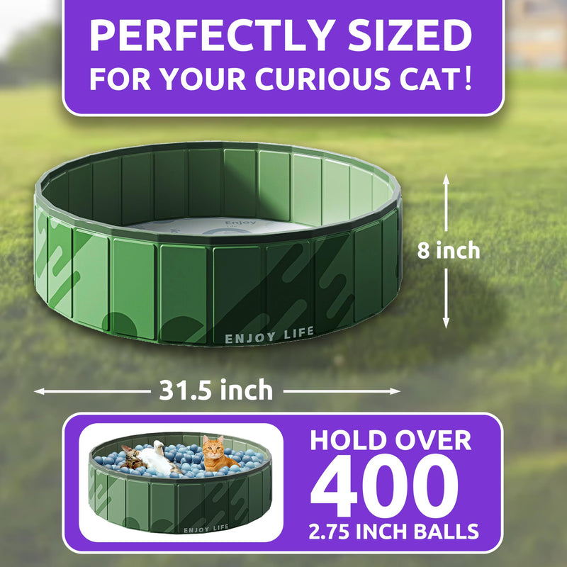 AGGER Cat Ball Pit - 32" Sturdy & Foldable Playpen for Cats, Reinforced Frame for Active Play - Indoor/Outdoor, Holds 400+ Balls (Sold Separately)