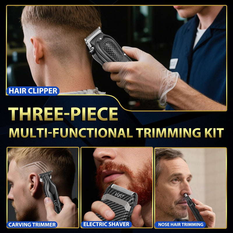 Hair Clippers for Men, Professional Clippers and Trimmers Set, Cordless Clippers for Hair Cutting,Nose and Ear Trimmer,Barber Clippers, Rechargeable Electric Shaver, Gifts for Men Matte Black - PawsPlanet Australia