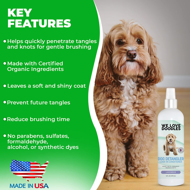 We Love Doodles Dog Grooming Bath Brush & Detangler Spray