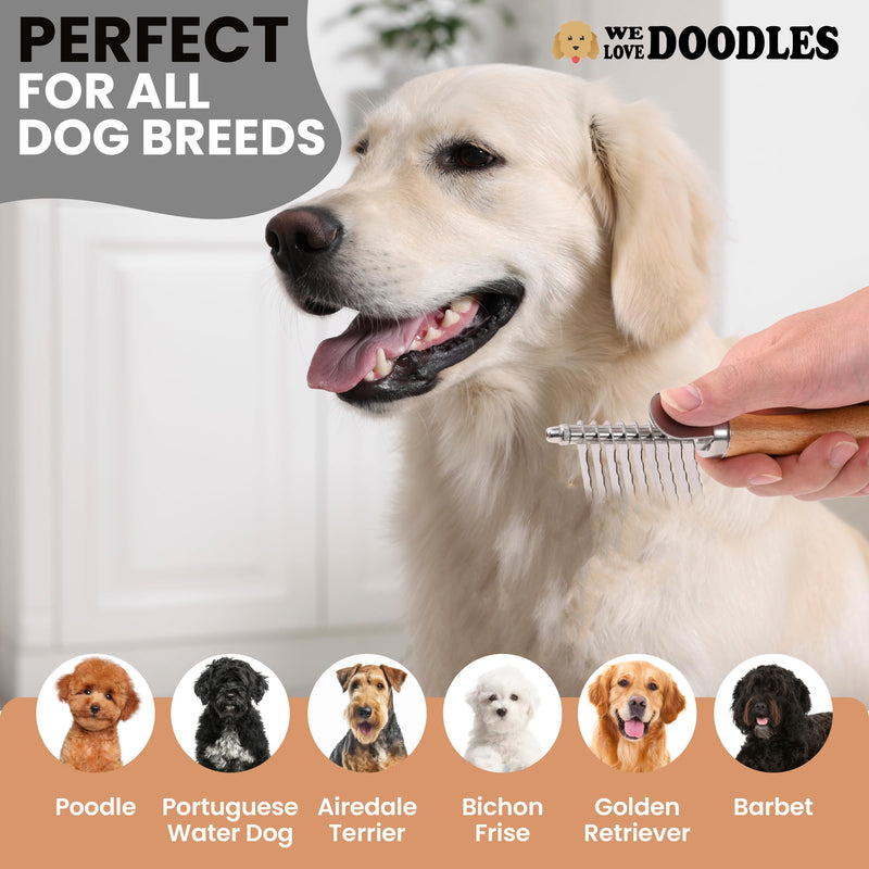 We Love Doodles Dog Dematting Brush & Rake, Dog Detangler Spray (Ocean Breeze) for Dogs, Bundle - Stainless Steel Blades - Made in the USA - PawsPlanet Australia
