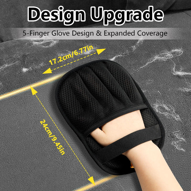 Upgraded Pet Hair Removal Gloves for Cats & Dogs, Five-Finger Electrostatic Reusable Magic Brush for Effortless Pet Hair Remover Tool on Carpet, Clothing, Laundry, Couch, Car Seat Black - PawsPlanet Australia