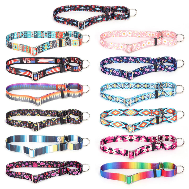 Martingale Collar for Dogs, No-Slip Escape Proof Choke No Pull Cinch Soft Nylon Dog Training Collars Adjustable for Small Medium Large Breed Pet Dogs, Pink Daisy M 8 - PawsPlanet Australia