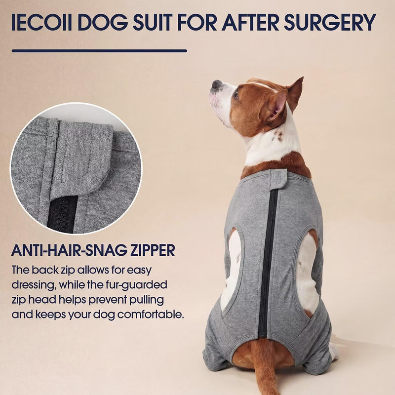 IECOii Dog Recovery Sleeve Back Leg Long Sleeves,Dog Leg Protector After Surgery,Dog Leg Cover Anti Licking Post Surgery Pants,Soft Dog Recovery Suit with Legs,Machine Washable Easy Wear,Grey,Size 3XL 3XL(Back Lenth:24.4") Grey