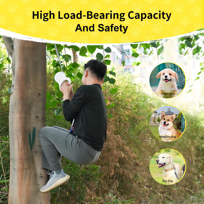 Retractable Dog Leash, Anti-Slip Rubberized Handle, 16FT Strong Nylon Tape Up to 110lbs, 360° Tangle Free, White - PawsPlanet Australia