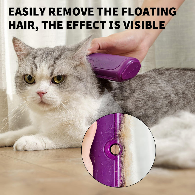 Deshedding Brush for Dogs, Cats, Horses & Rabbits – Professional Pet Grooming Comb,Removes Loose Fur & Undercoat,Gentle Stainless Steel Blade,Easy Clean Handle,Grooming cat brush (Purple) Purple - PawsPlanet Australia