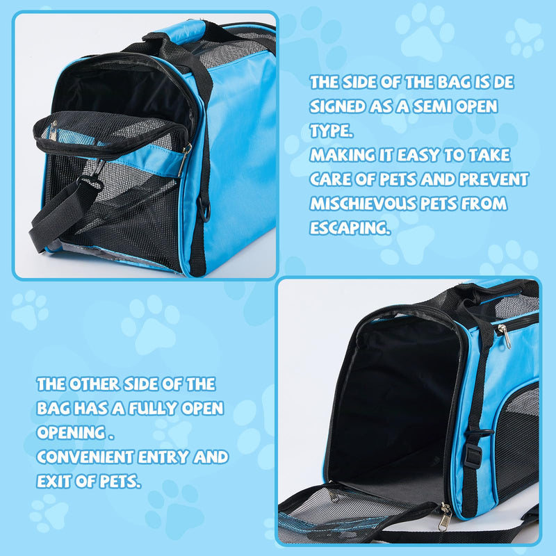 Sweetude 4 Pcs Cat Carrier Soft-Sided Pet Carrying Bag for Cat Under 13 Lbs, 16.9 x 11x 7.5 Inch, Portable Foldable Comfortable Bag for Small Pet Travel(Rose Red, Blue) Rose Red, Blue - PawsPlanet Australia