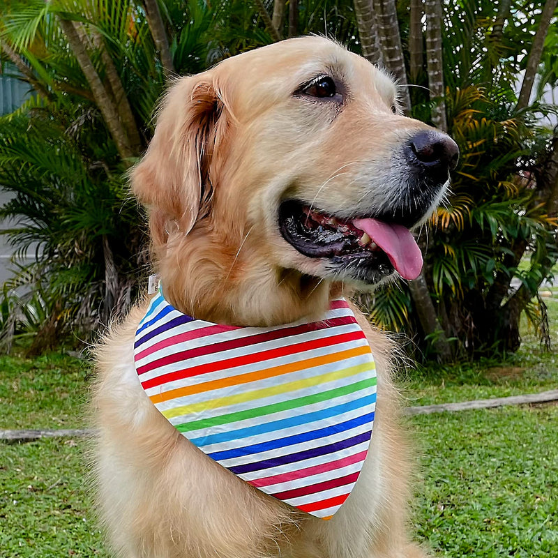 Pet Fashion Colorful Rainbow Bandana with Plastic Snap Button - 1PCS Washable Bandana Double Reversible Scarf Accessories for Small to Large Dog Puppy Cat Rabbit… - PawsPlanet Australia