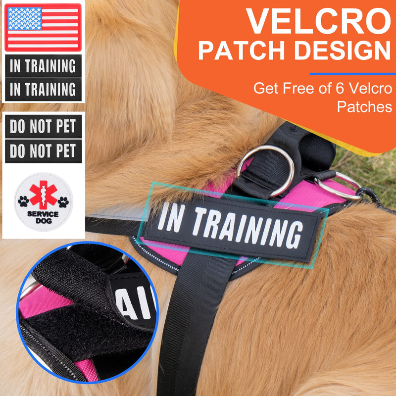Essential Dog Harness, No Pull Pet Harness with 3 Side Rings for Leash Placement, No Choke, Reflective, Adjustable Pet Vest, Easy On-Off & Improved Control Handle, Training, Walking, Running L(Neck:19-26",Chest:25-33") Rose - PawsPlanet Australia