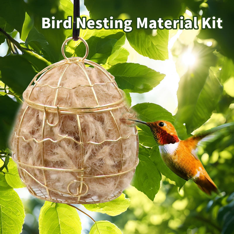 2 Pack Bird Nesting Material Cage Holder for Wild Birds, Hummingbird Nesting Material Kit, Gift for Bird Lovers, Hanging Nesting Supply Dispenser with Metal Hook for Outdoor Use - PawsPlanet Australia