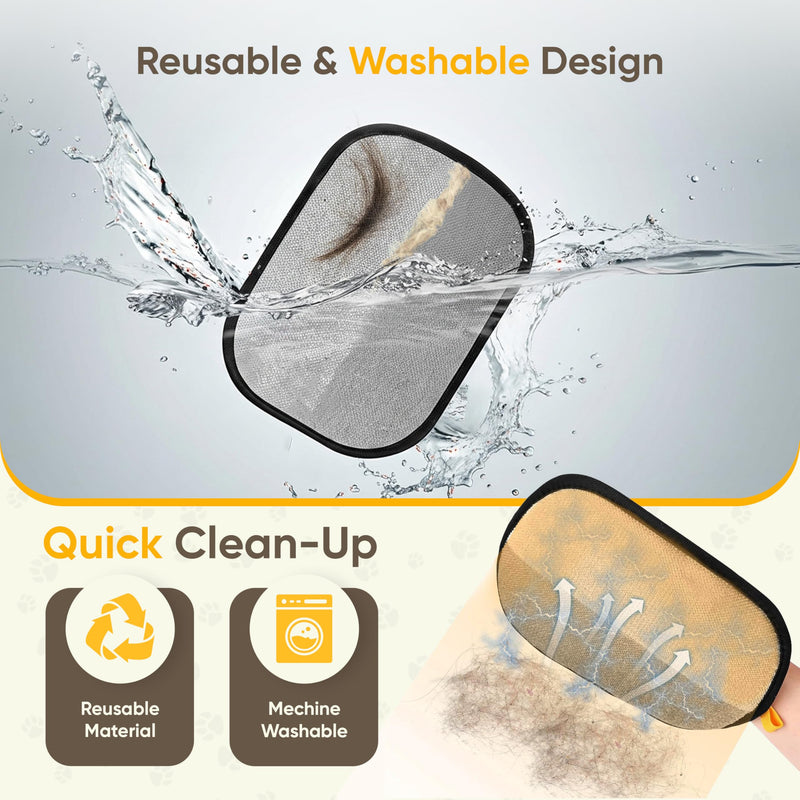 Pet Hair Removal Glove 2 Pack - Electrostatic Cat Hair Remover for Couch Furniture | Dog Hair Remover Magic Brush Reusable | Pet Hair Remover for Clothes Laundry Carpet Car Seat [with Grooming Brush] - PawsPlanet Australia