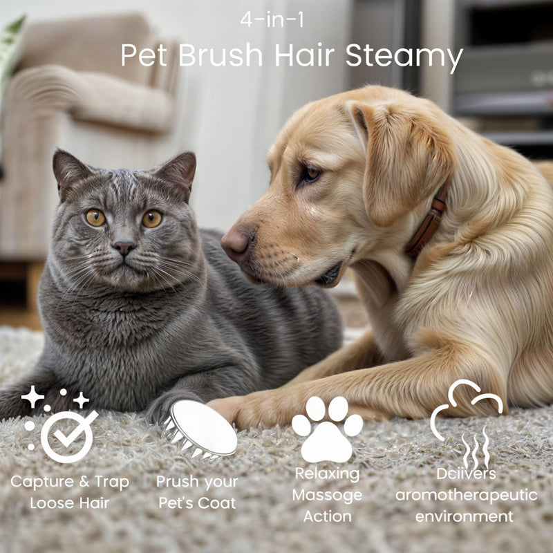 FEGAOSTORE 4-1 Cat Brush with Steam, Steam Brush for Dogs, Steaming Cat Brush, Misting Cat Brush, Pet Massage Comb, Steam Cat Brush, Mist Pet Grooming Comb, Cleaning Brush for Dogs & Cats - PawsPlanet Australia