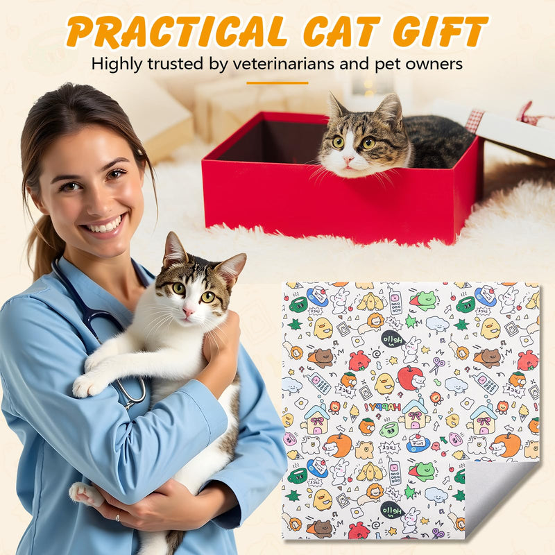 35.5 in Extra Large Cat Wrap for Cutting Nails, Self-Adhesive Cat Grooming Wrap Anti-Escape Cat Restraint for Nail Clipping Cat Swaddle Wrap Cat Wrapping Cloth for Pet Cleaning and Beauty White 35.5 inch