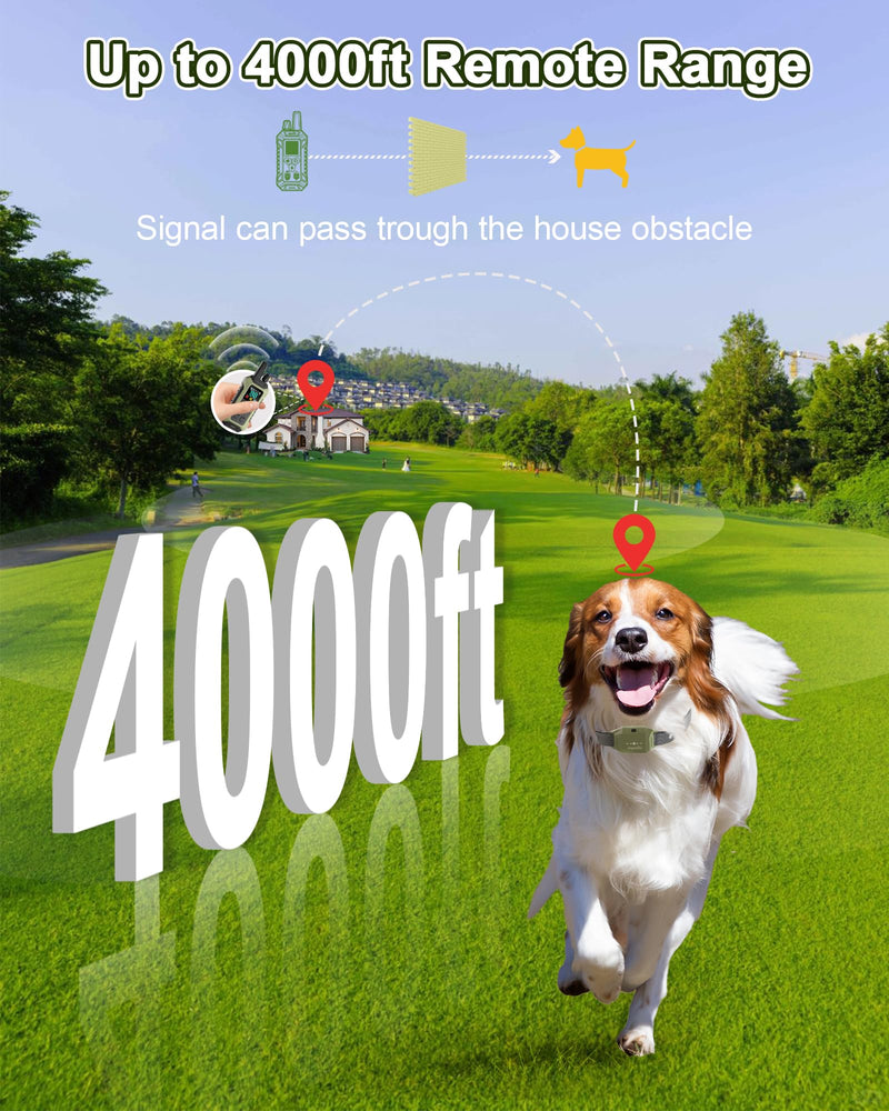 Dog Shock Collar with Remote Control, 4000FT Dog Training Collar with Beep(1-9) & Vibration(1-9) & Safe Static(1-99), IPX7 Waterproof & Rechargeable Shock Collar for Dogs All Breeds 10-120lbs - PawsPlanet Australia