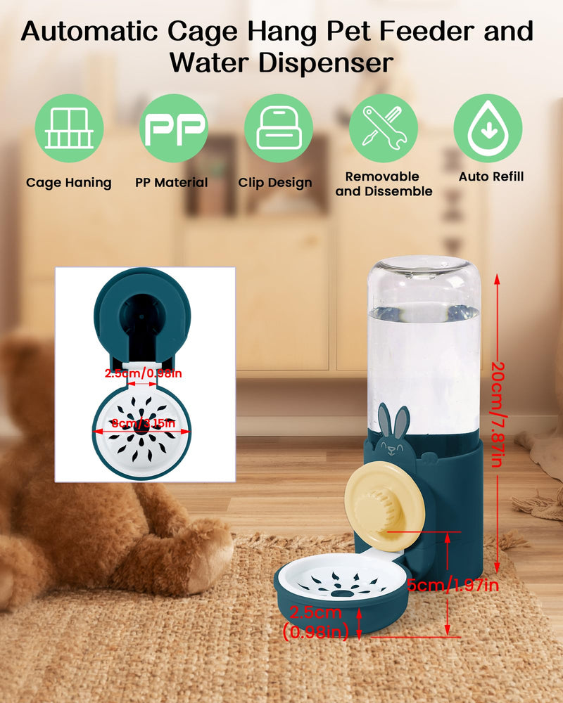 Hanging Automatic Pet Water Dispenser, Auto Siphon Rabbit Ferret Bunny Hedgehog Waterer Dispenser, Cat Dog Water Bowl for Cage Hanging (Dark Blue) Dark Blue - PawsPlanet Australia