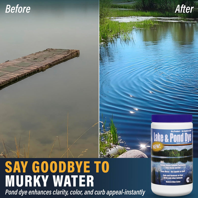 Outdoor Water Solutions Lake and Pond Dye Water Soluble Pack – Easy Throw & Go Pond Colorant – Safe, Non-Toxic Powder – Treats 1/4 Acre – Natural Blue Pack of 1 - PawsPlanet Australia