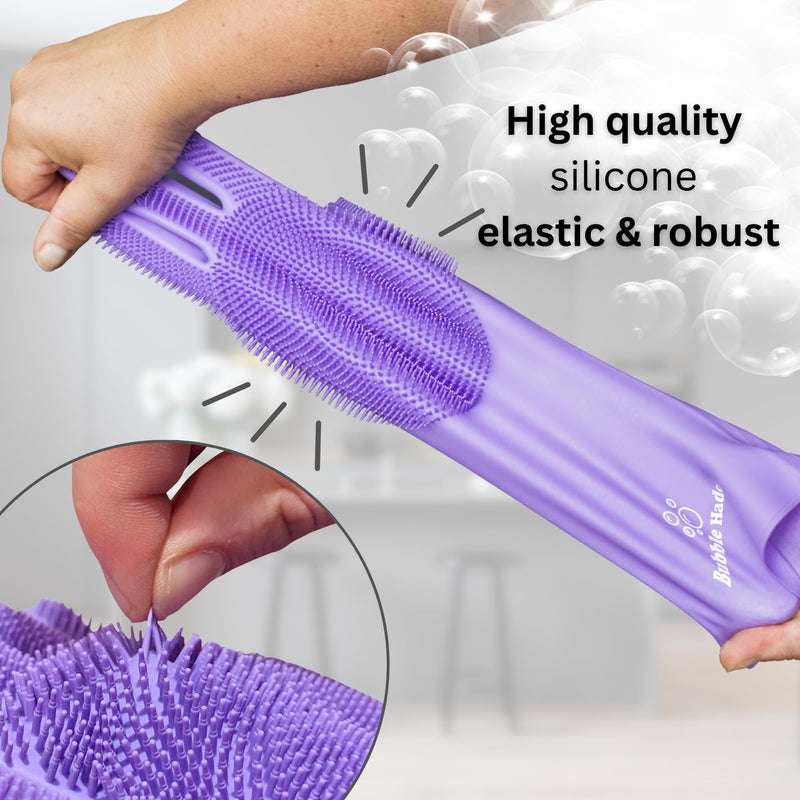 Dog Shampoo Gloves for Bathing – Silicone Dog Washing Gloves with Bristles – Pet Hair Removal Glove for Dogs & Cats – Puppy Essentials – Dog Grooming Supplies & Accessories – Shampoo Brush for Pets Purple