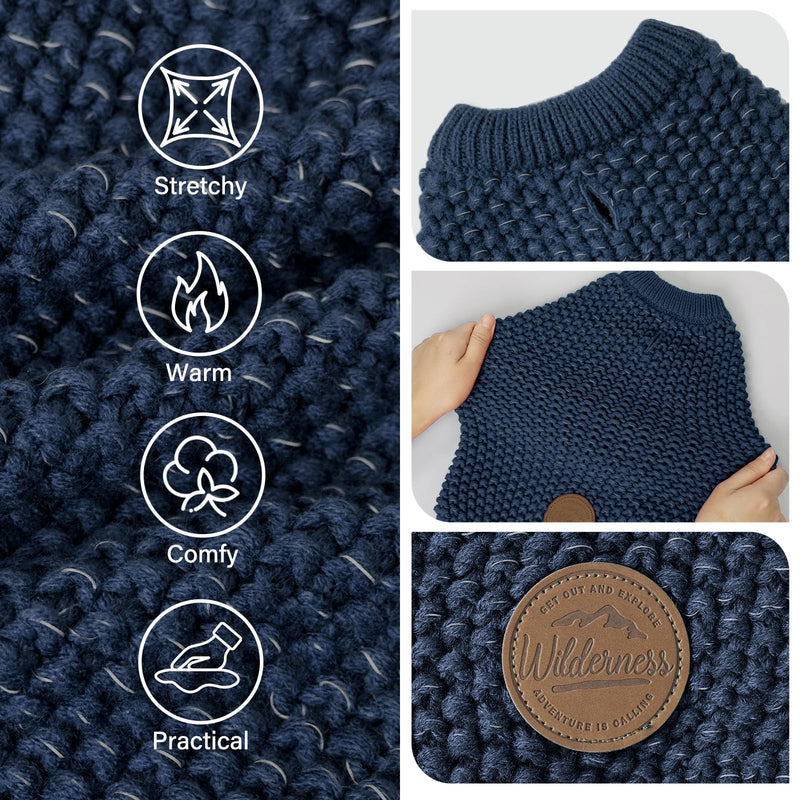 KYEESE Dog Sweater Warm Dog Coats Comfy Dog Sweater Medium Size Dog Medium Dog Sweater with Reflective Yarn Stretchy Dog Clothes Pullover Dog Sweater for Medium Dogs Boy, Navyblue, L L (30-45lbs) 1# Navyblue - PawsPlanet Australia