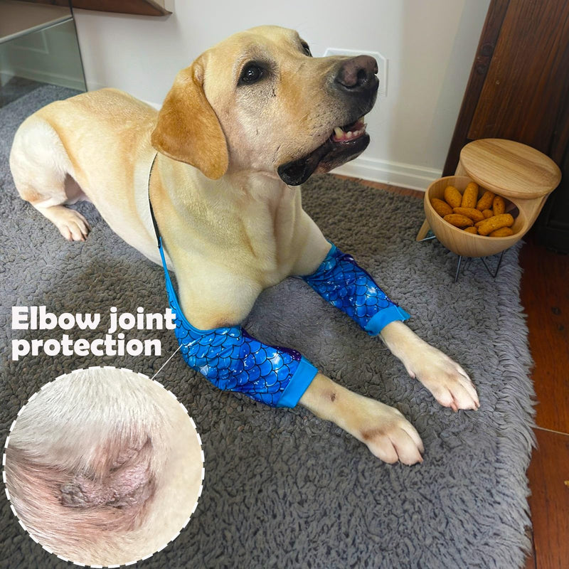 Dog Elbow Wraps Knee Protector Pads Elbow Callus Treatment Sleeve for Wounds Front Legs Prevent Licking for Medium Large Dogs 3XL, Mermaid