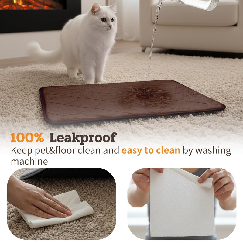 NWK Fluffy Self Warming Cat Mat, Cat Blanket, Thermal Dog Mat, Washable, Non-Slip Bottom for Sofa & Crate & Kennel & Car Seat (Coffee Brown, X-Large (45'' X 28'' X 0.4'')) Coffee Brown X-Large (45'' X 28'' X 0.4'') - PawsPlanet Australia