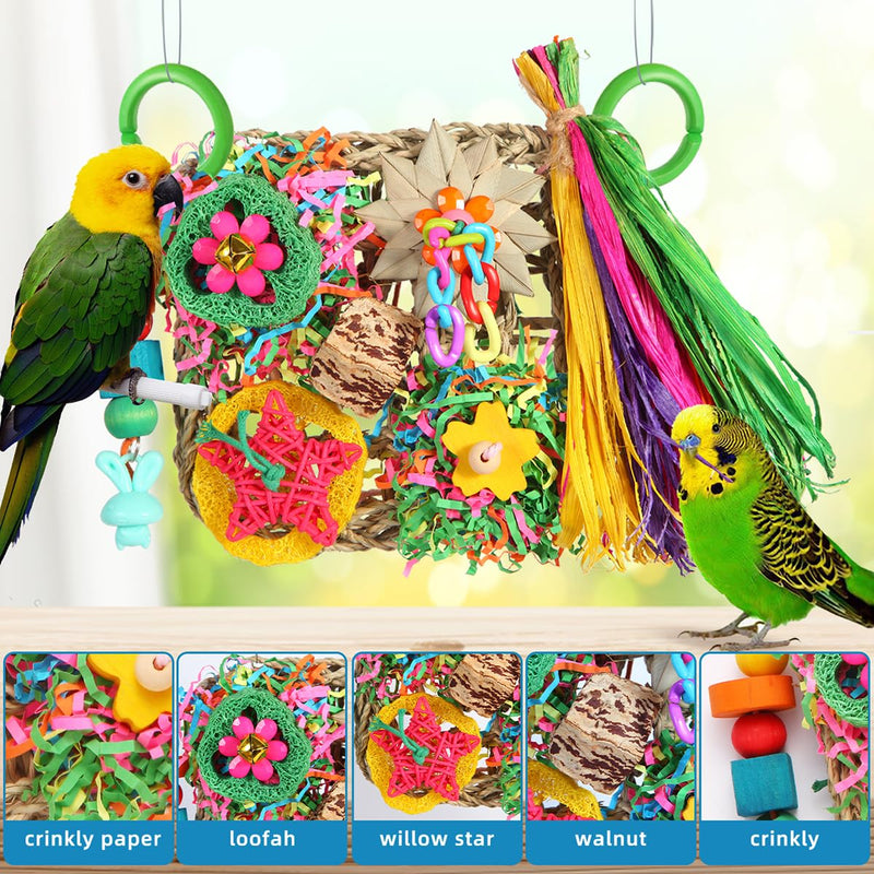 Bird Toys, Parakeet Toys Bird Foraging Toys Grass Mat Climbing Wall for Parakeet,Parrot,Cockatiel,Conure,Lovebird,Budgie Cage Small to Medium Birds (Warm Sun) Warm Sun - PawsPlanet Australia