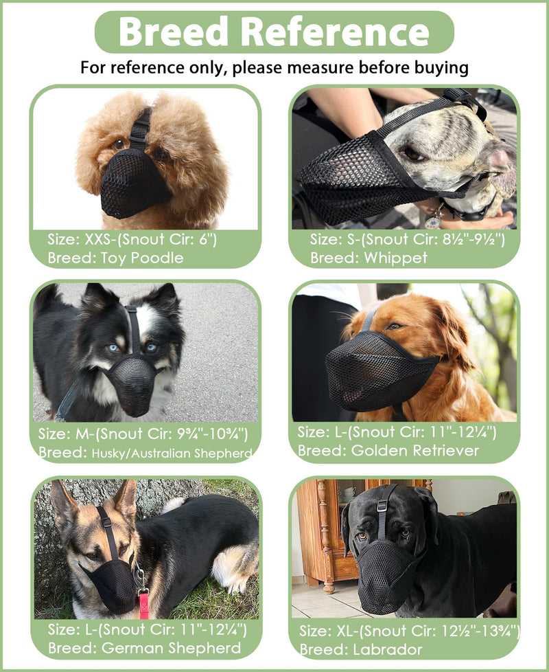 Mayerzon Dog Muzzle, Patented Soft Mesh Muzzle for Small Medium Large Dogs for Scavenging Biting Licking and Chewing, Allows to Pant and Drink (M, Black) M-(Snout:9¾"-10¾") - PawsPlanet Australia
