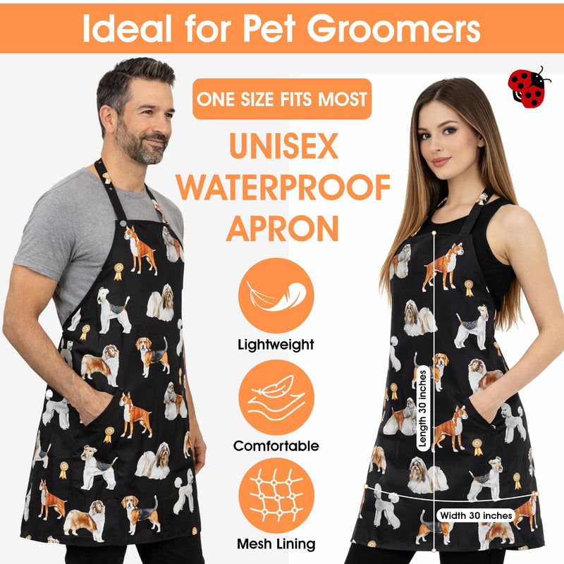 Ladybird Line 655 Unisex Dog Groups Waterproof Apron, Hair Bleach Resistant, Adjustable Neck Band, Breathable Mesh Lining - PawsPlanet Australia