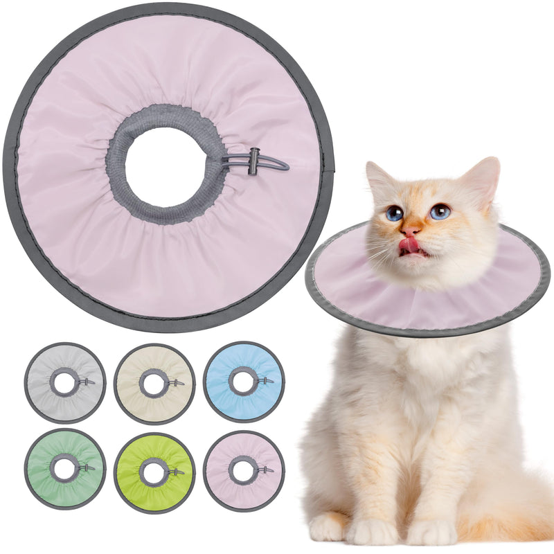 Seyezo Lightweight Cat Cone Collar Soft, Soft Comfortable Kitten Recovery Collar After Surgery, Elizabethan E Collar for Cats, Cone for Cats to Stop Licking (Pale Pink, Large) Pale Pink