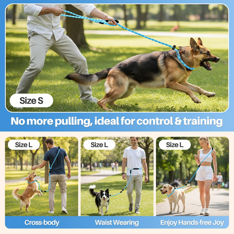 Lukovee Slip Lead Dog Leash, 5-7 FT x 1/2" Adjustable Tangle Free Leash, Heavy Duty Comfortable Reflective No Pull Training Rope Lead with Padded Handle for Medium Large Dogs (Blue, L: 5-7 FT) 5–7 ft, 1/2'', for Medium Large Dogs Blue - PawsPlanet Australia