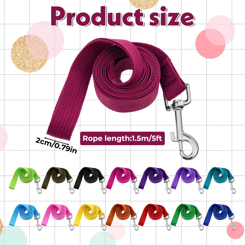 15 Pcs Puppy Leash Nylon Dog Leash Bulk Pet Rope Leashes with Swivel Hook 5ft Training Leashes for Small Medium Dogs Training Walking Hiking Camping Or Backyard (15 Colors) - PawsPlanet Australia