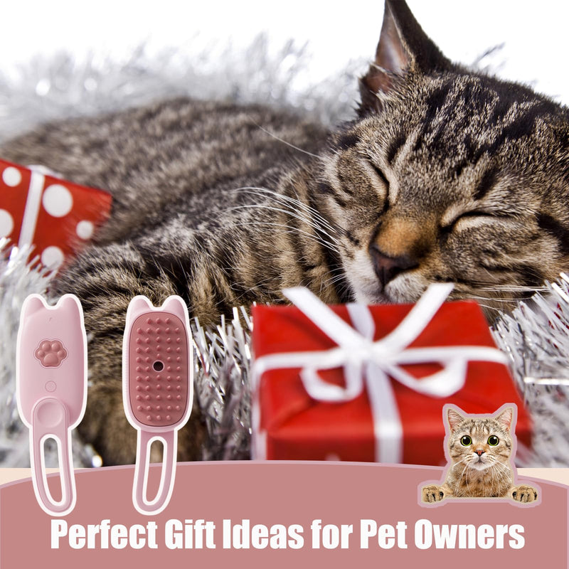Cat Steam Brush for Shedding, 3 in 1 Water Cat Cleaning Brush, Pet Hair Brushes for Shedding, Massage, Grooming, Cleaning, Steamy Pet Brushes for Cats, Dogs (Pink) Pink - PawsPlanet Australia