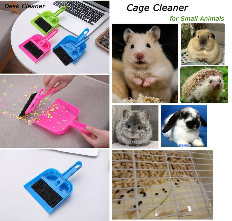 3 Pack Cage Cleaner for Guinea Pigs, Hamsters, Chinchillas, Rabbits, Reptiles, and Other Small Animals - Cleaning Tool Set for Animal Waste - Mini Dustpan and Brush Set Mix Color-3 Packs - PawsPlanet Australia