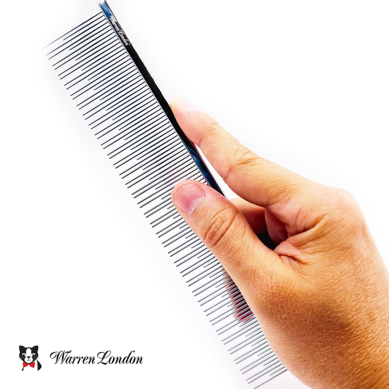 Warren London Carding Cat Comb | 7.5 inches made with Copper | Rounded Tips Prevent Irritation | Dual Tooth Design for Short & Long Hair removes Mats and Tangles
