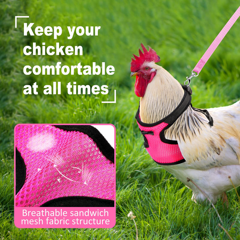 Adhafera Chicken Harness with Leash, Upgraded Double Adjustment Chicken Harness and Leash Set for Hens, Duck, Goose, Small Pet (Pink, S) Pink - PawsPlanet Australia