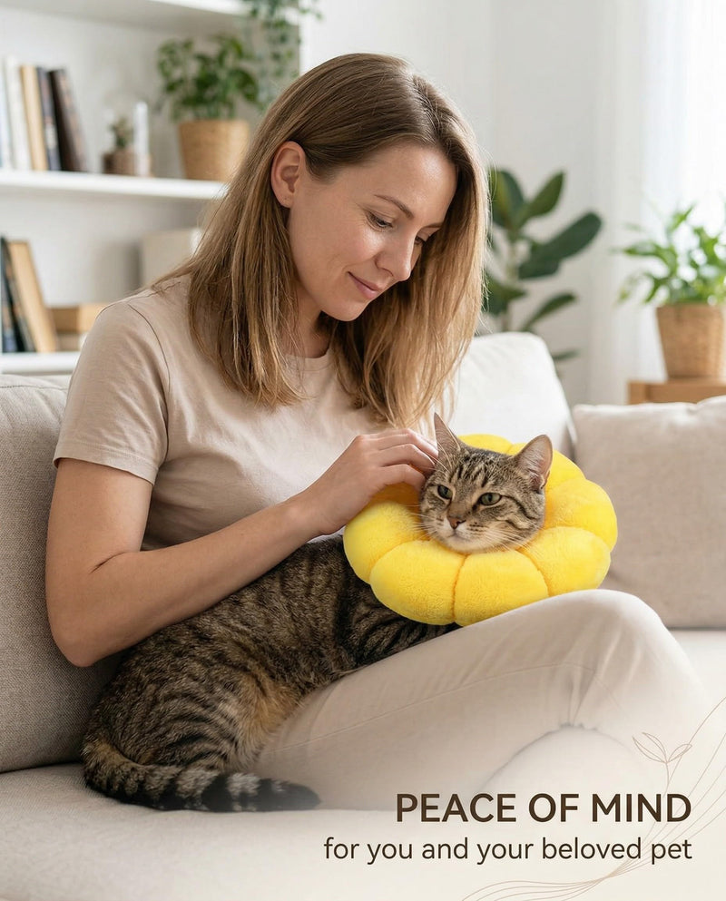 Cat neck collar size S, lick protection for cats, soft neck collar for cats and small dogs after surgery, Elizabethan collar, sunflower neck collar