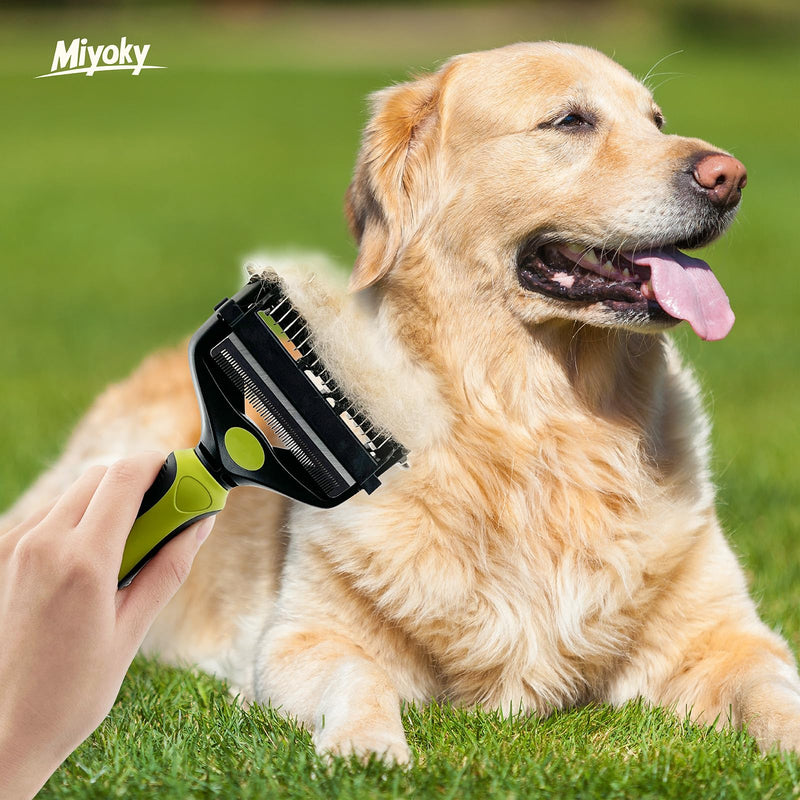 3-in-1 Pet Deshedding Tool - Undercoat Rake, Deshedding Brush, Dematting Comb for Dogs & Cats, Dog Brush for Shedding, Professional Grooming Brush for Double Coat, Long & Short Hair (Green) Green - PawsPlanet Australia