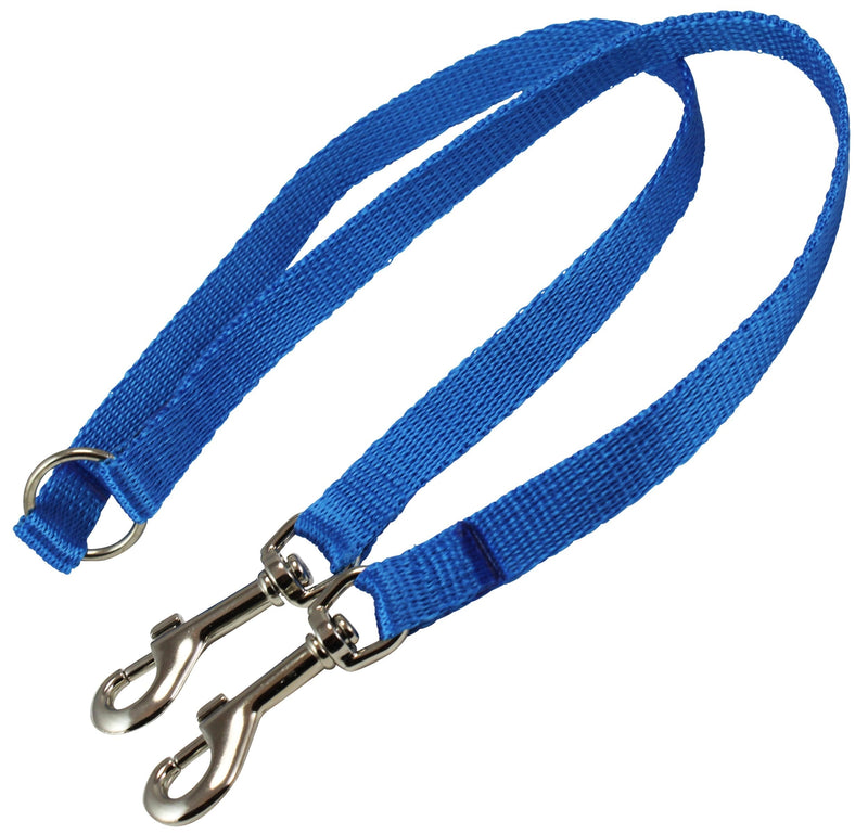 15" Nylon 2-Way Double Dog Leash - Two Dog Coupler Blue 3 Sizes Small: 5/16" Wide - PawsPlanet Australia