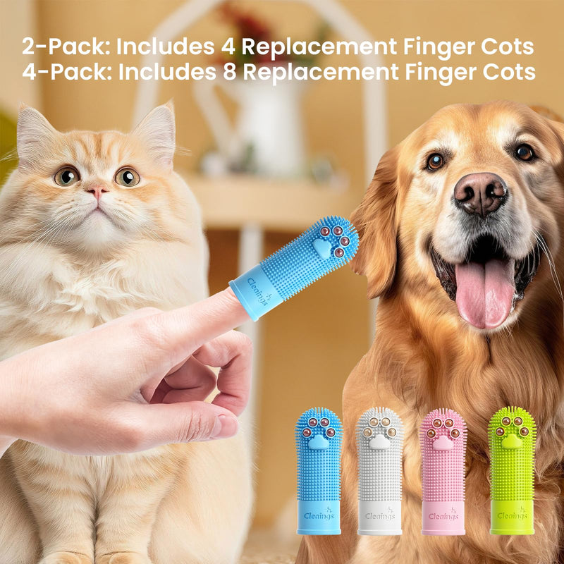 Pet Finger Toothbrush with Flavor Burst Beads, 360° Silicone Toothbrush Kit for Dogs & Cats, Deep Teeth Cleaning - 6 Pcs Mix Flavor