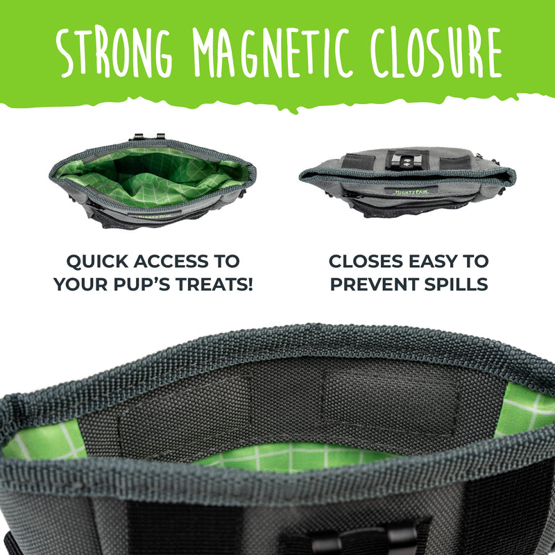 Mighty Paw Dog Treat Pouch 2.0 - Hands-Free Design - Strong Magnetic Closure - Quick Access To Your Pup's Treat - Closes Easy To Prevent Spills - No More Fumbling - Perfect For Long Walks Or Training Grey - PawsPlanet Australia