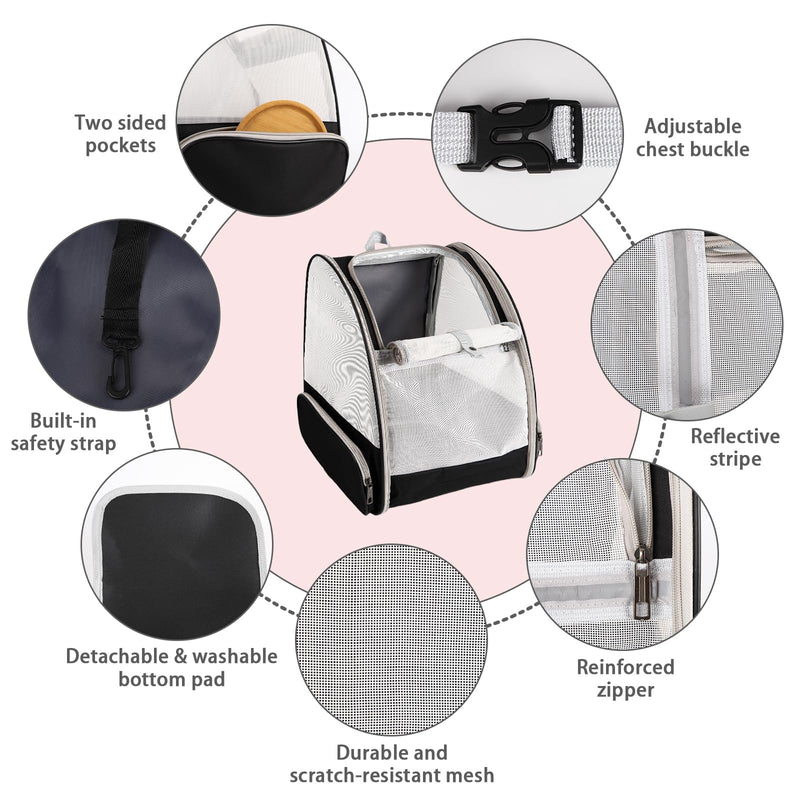 Cat Backpack Carrier,Pet Carrier Airline Approved for Small Dog Cat Puppy Kitten Bunny,Ventilated Mesh Design Animal Backpack for Hiking Camping Travel Bag (Black) Black - PawsPlanet Australia