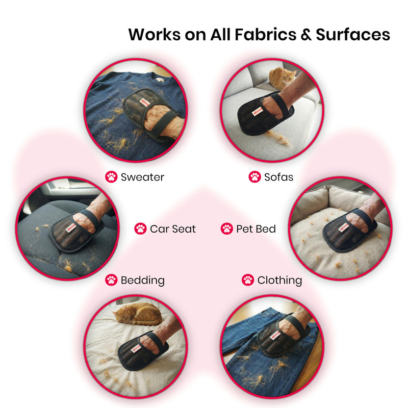 Upgraded Electrostatic Pet Hair Removal Glove for Cats & Dogs – 5-Finger Cat Hair Remover - Reusable Magic Brush Pet Hair Remover Tool for Laundry, Furniture, Carpet, Bedding & Car Seats