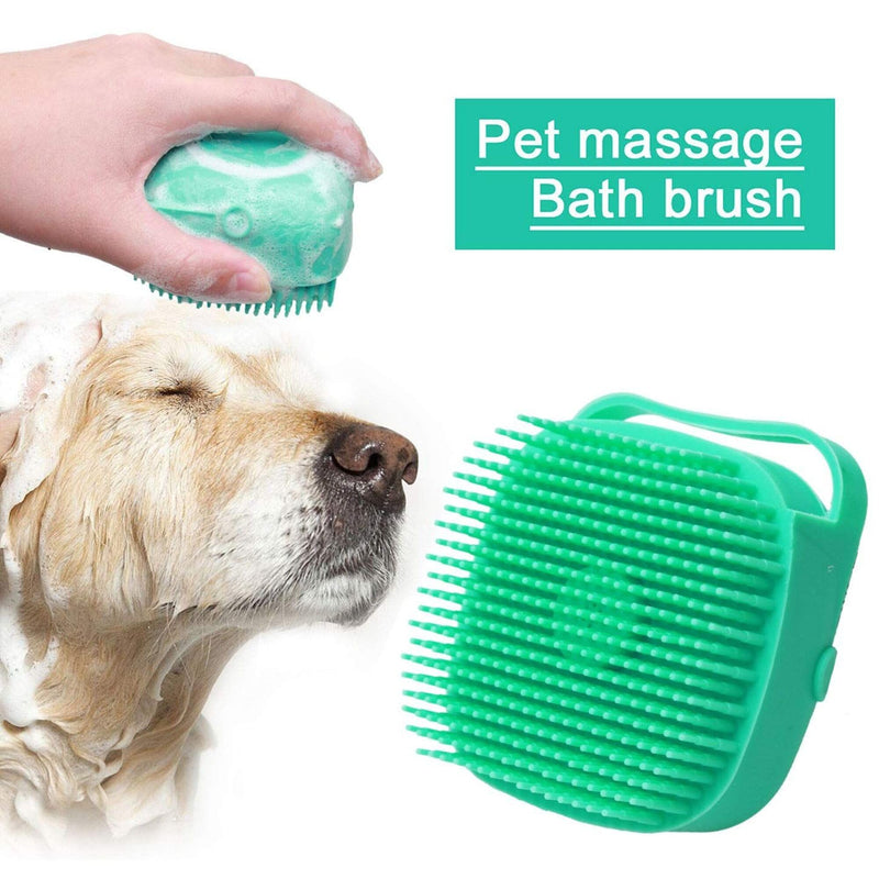 Pet Dog Shampoo Massager Brush Cat Massage Comb Grooming Scrubber Shower Brush for Bathing Short Hair Soft Silicone Brushes Blue - PawsPlanet Australia