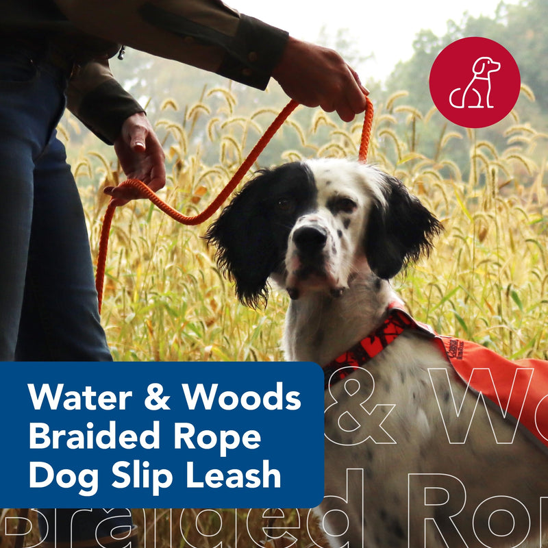 Water & Woods Braided Rope Dog Slip Leash by Coastal Pet - Heavy-Duty Dog Leash - Comfortably Accommodate Various Sizes - Easy Slip Design - Green & White, 1/2" x 6' - PawsPlanet Australia