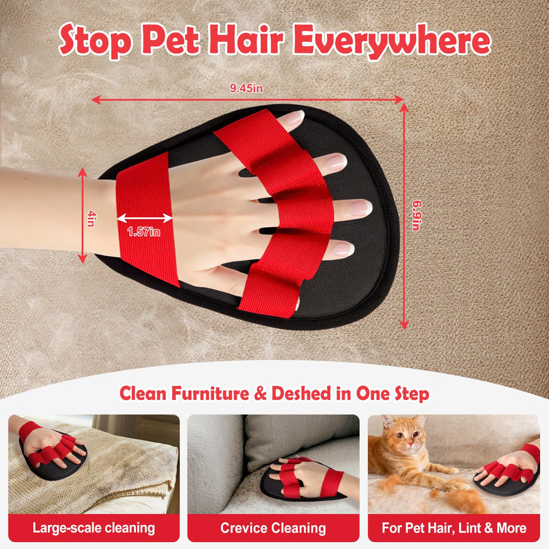 Pet Hair Removal Glove-The Ultimate Hair Removal Tool with 5-Finger Design Electrostatic Magic Brush,Wide Anti-Slip Strap,Fatigue-Resistant and Reusable for Pet Hair on Clothing,Sofas and Carpets - PawsPlanet Australia