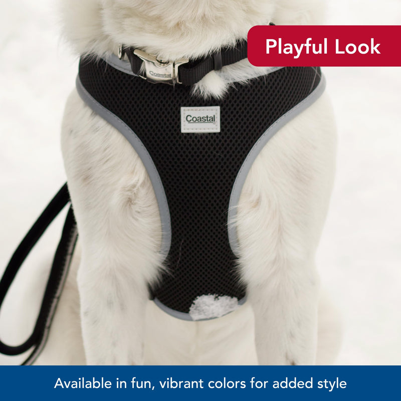 Coastal Pet Comfort Soft Reflective Wrap Adjustable Dog Harness - No-Pull Dog Harness for Small & Large Dogs - Black - 5/8" x 19"–23" - PawsPlanet Australia