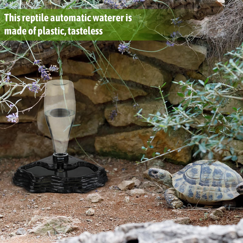 Reptile Water Feeder, 2 Pack, Automatic Water Dispenser, 13.5Oz, for Bearded Dragon, Terrarium, Turtle, Geckos, Frog black, clear - PawsPlanet Australia