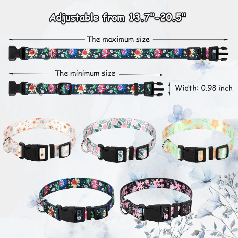 5 Pack Goat Collars with Bells, Horse Sheep Grazing Copper Bells and Adjustable Nylon Collar Set Pet Anti-Lost Loud Bronze Bell for Small Farm Animal Sheep Goat Cow Accessories(Floral) - PawsPlanet Australia