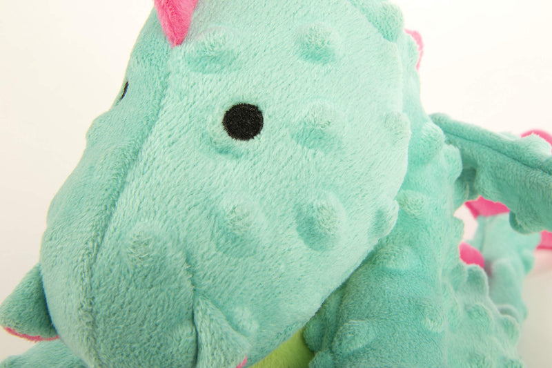 goDog Dragons with Chew Guard Technology Durable Plush Squeaker Dog Toy, Large, Seafoam, Plush Dog Toy Bubble Plush Dragon - Seafoam - PawsPlanet Australia