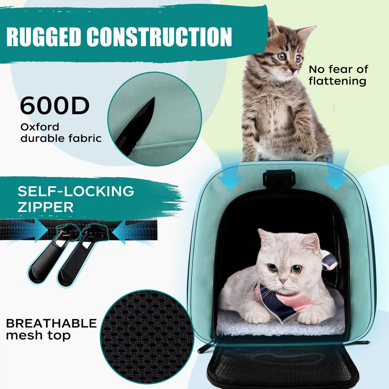Cat, Dog Carrier for Small Medium Pet Carriers Up to15Lbs, Cats Carrier Soft- Sided Puppy Dogs Bag Portable Foldable Airline Approved Carrier Travel (Green 18 * 11 * 11) 18.0"L x 11.0"W x 11.0"H Green - PawsPlanet Australia